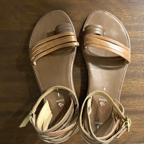 Olukai Strappy Leather Comfort Sandals - Picture 1 of 6